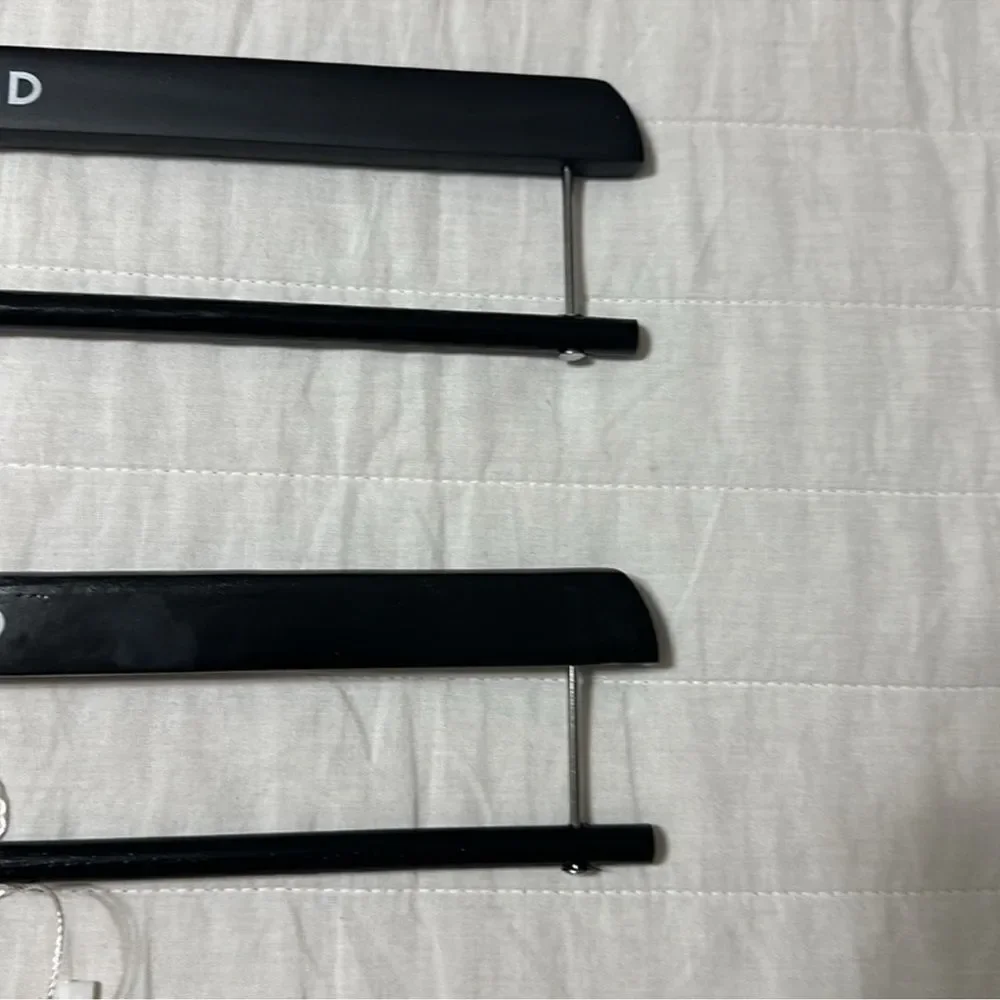Lucky Brand Black x 2 Tan x 2 Wooden Plush Throw Hangers